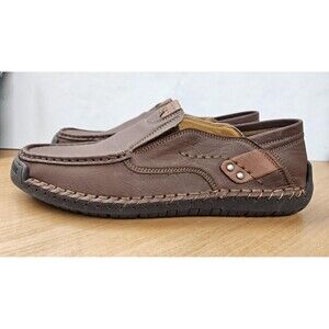 Greks Shoes Mens Size 14 Brown Slip On Moccasin Casual Comfort Loafers Driving